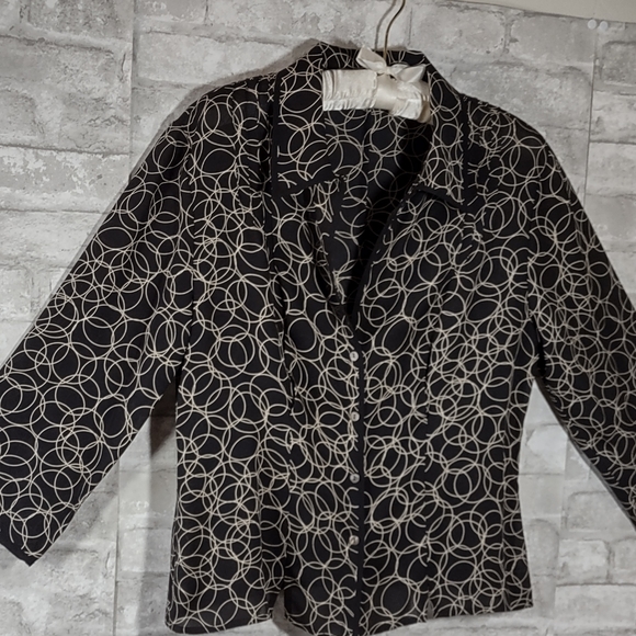 Circle Print Silk Chiffon Jacket - Picture 1 of 8